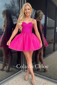 Barbie Style A Line Hot Pink Short Homecoming Dress