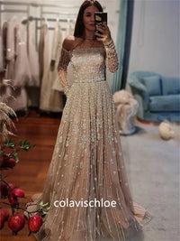 Luxury Off the Shoulder Beading A-Line Prom Dress