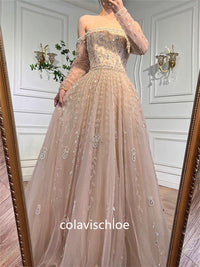 Luxury Off the Shoulder Beading A-Line Prom Dress