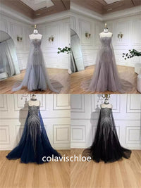 Luxury Square Neck Beading Mermaid Prom Dress with Cape