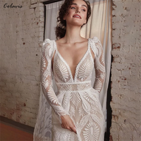 Spaghetti Straps Lace Wedding Dress With Long Sleeve Bolero