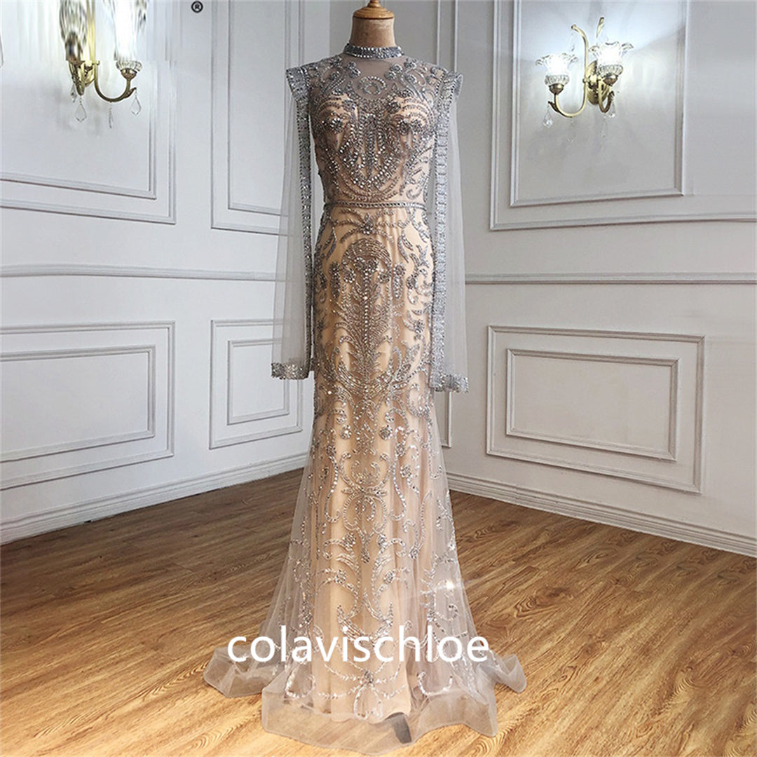 Luxury DUBAI Beading Floor Length Mermaid Prom Dress