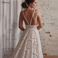 Spaghetti Straps Lace Wedding Dress With Long Sleeve Bolero