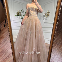 Luxury Off the Shoulder Beading A-Line Prom Dress