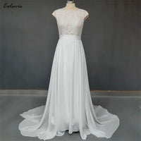 Bohemian Chiffon Rustic Outdoor Wedding Dress Backless Buttons Up