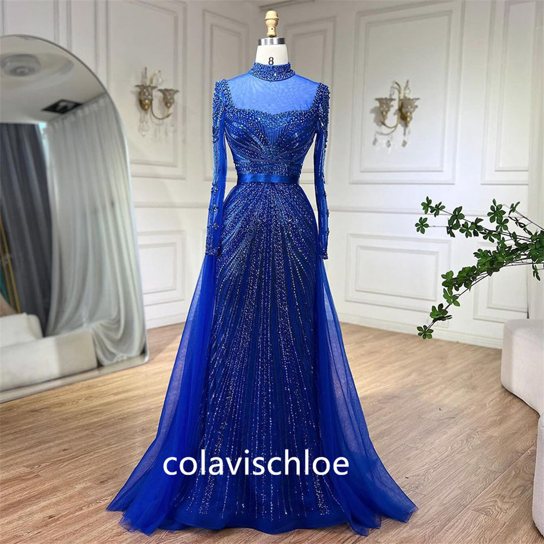 Luxury Square Neck Long Beading Mermaid Prom Dress