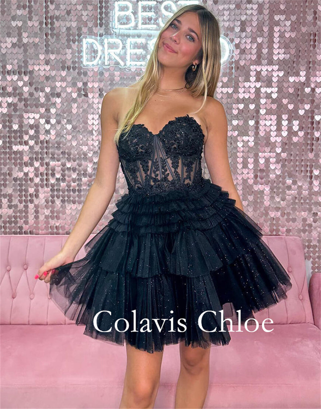 A-Line Sweetheart Lace Short Homecoming Dress