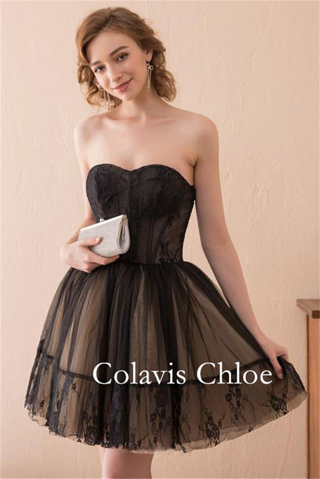 A line Strapless Tulle Homecoming Dress