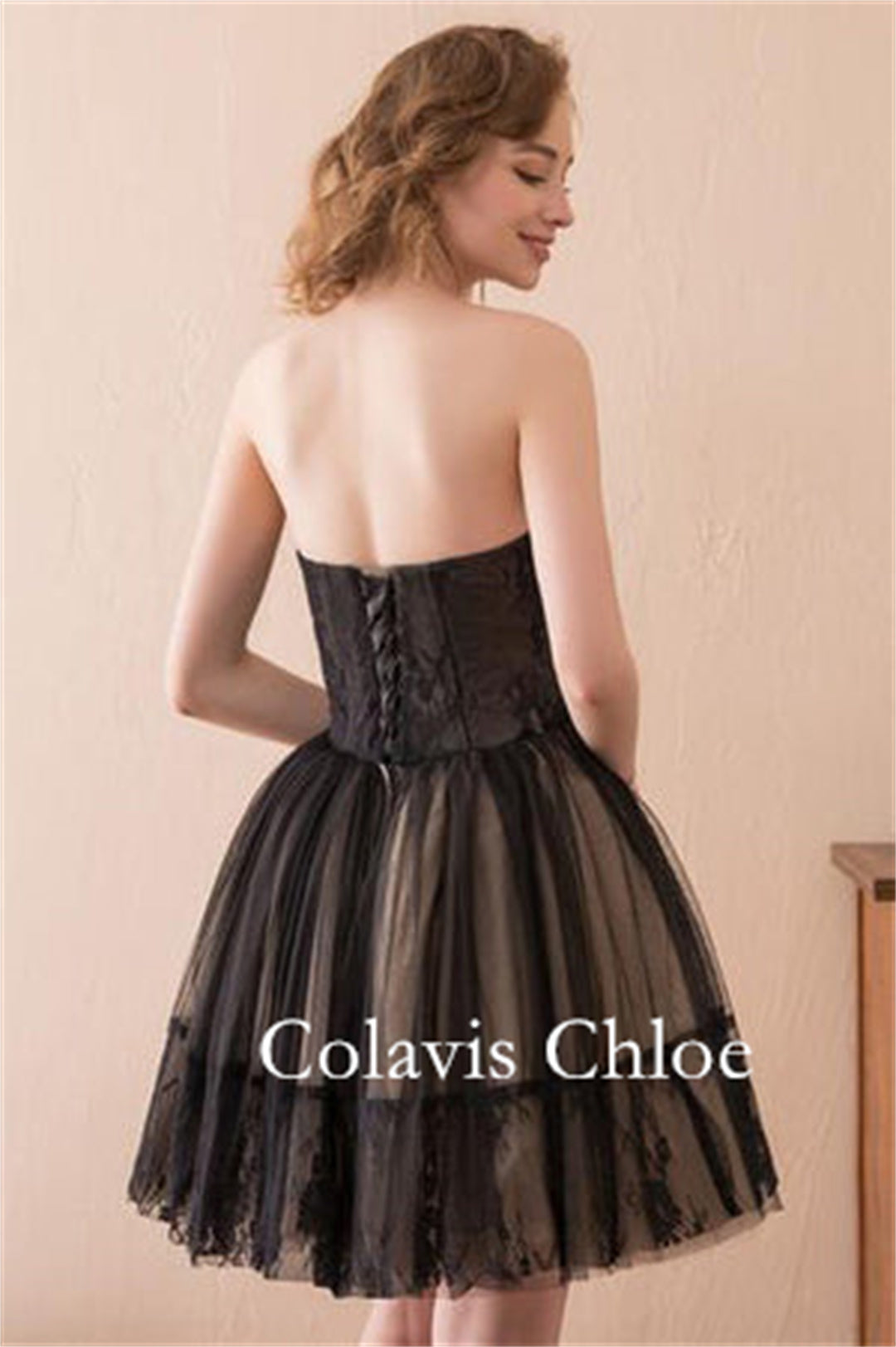 A line Strapless Tulle Homecoming Dress