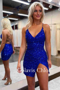 Bodycon V-Neck Sequined Homecoming Dress