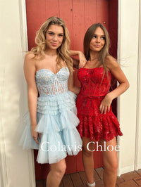 A-Line Sweetheart Lace Short Homecoming Dress