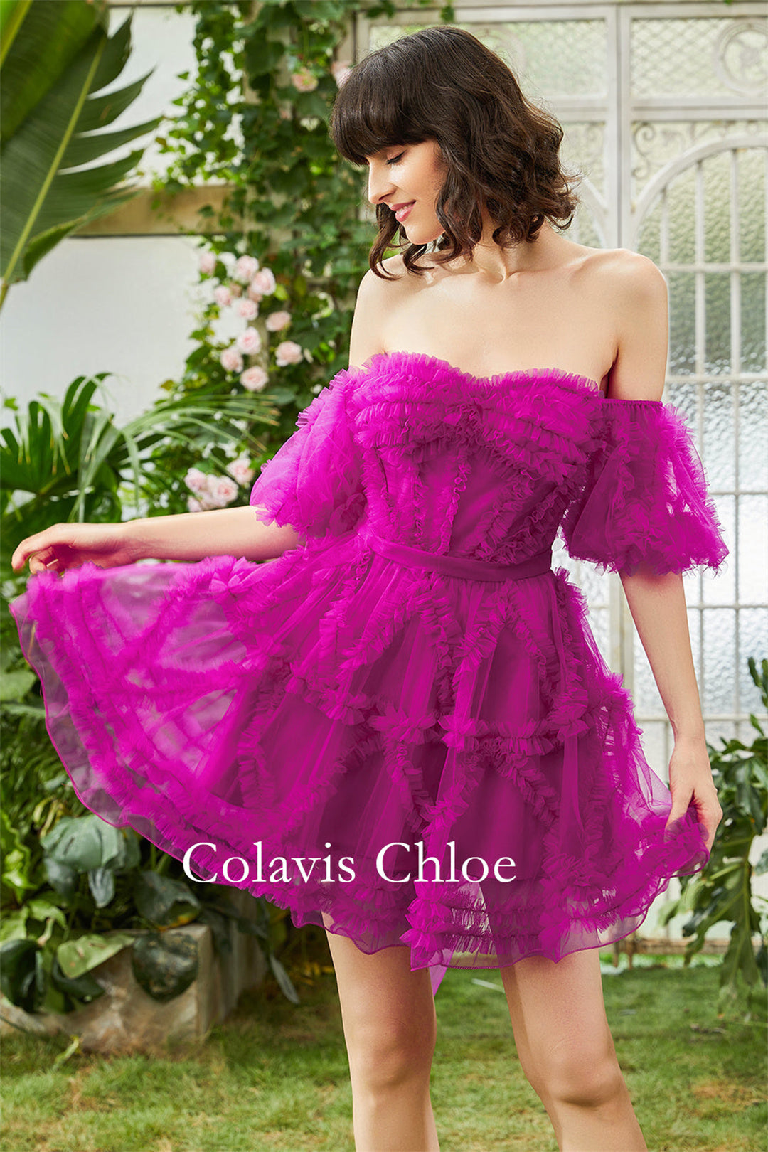 A Line Off the Shoulder Tulle Homecoming Dress